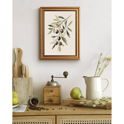 Vintage Wall Art Decor for Bedroom, Watercolor Olive Branch Botanical Wall Art, Gold Framed Artwork, Vintage Botanical Prints, Room Decor Aesthetic for Kitchen, 12 x 16 Inch