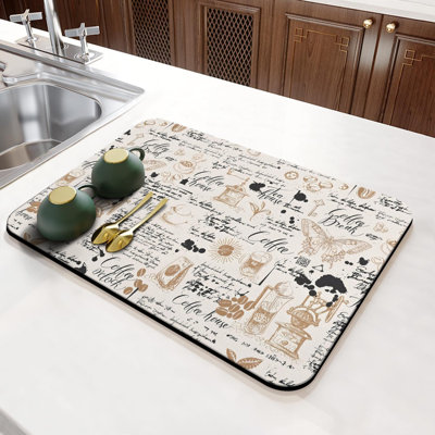 Tapis de café 24 po x 16 po, tapis de bar pour comptoir, accessoires de bar anti-dérapant anti-taches pour peau de café, tapis de séchage pour la cuisine