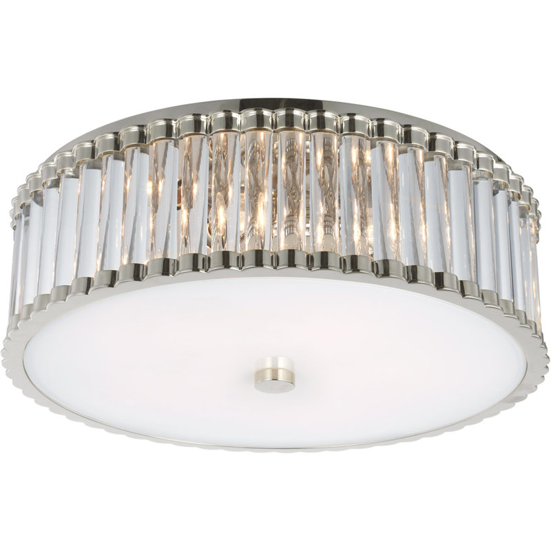 Chapman & Myers Kean Flush Mount, Polished Nickel, 6" H x 18.25" W x 18.25" D