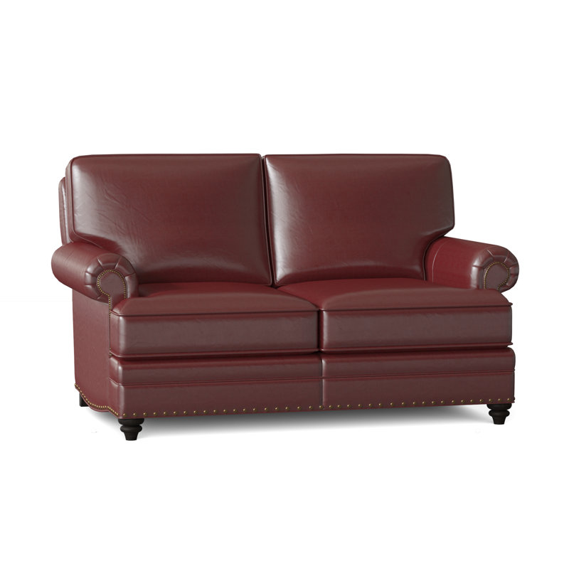 Carrado Leather Loveseat, Aline Fumo Genuine Leather, Cobblestone, French Natural
