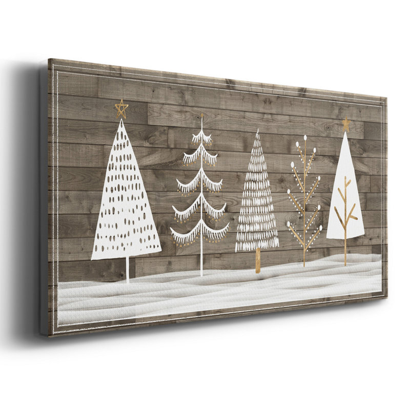 Wooded White Christmas Collection D Premium Gallery Wrapped Canvas - Ready To Hang, 8" H x 16" W x 1.5" D
