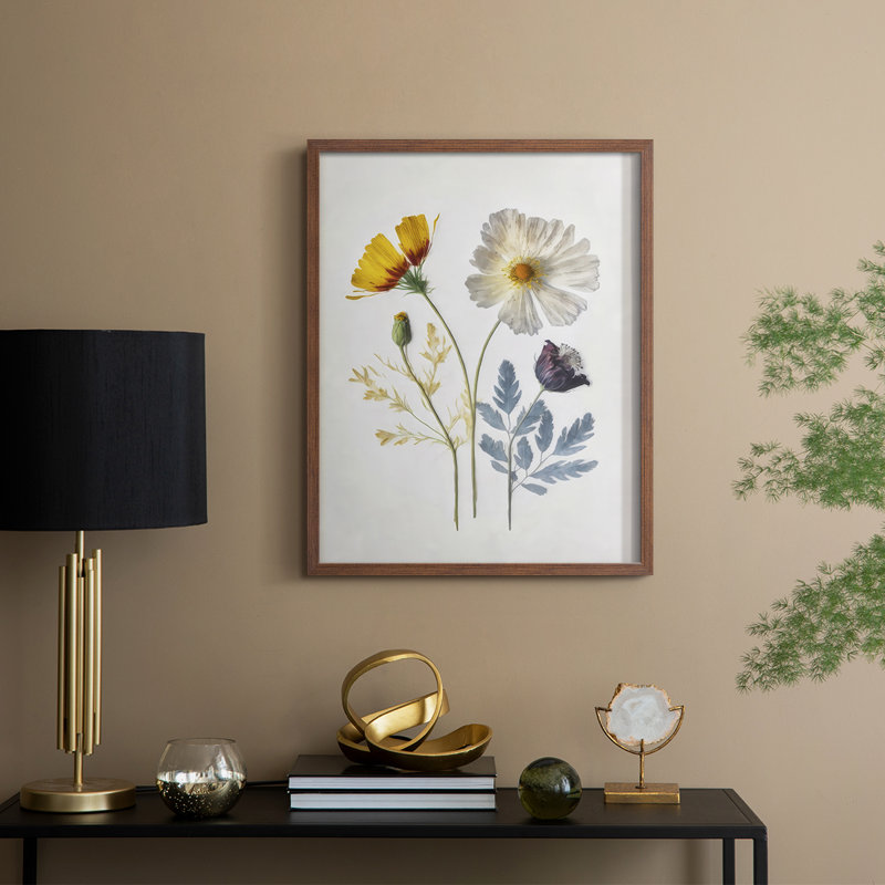 Pressed Flower Memories II, reproduction encadrée - bois massif, H 30 po x l 24 po, Noyer