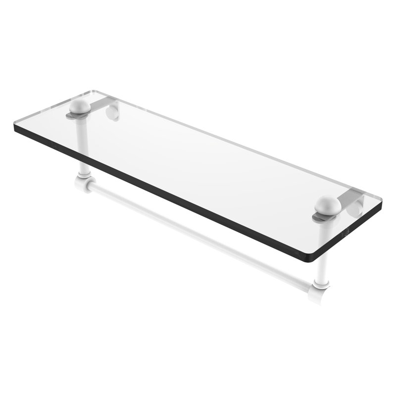 Gober Bracket Shelf with Towel Bar, 16", Matte White