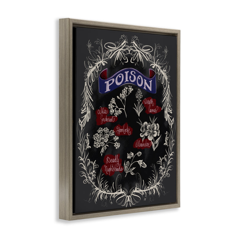 Cadre flottant Spooky Poison Plants, design par Connie Summers, H 31 po x l 25 po, Cadre flottant orme Montalcino