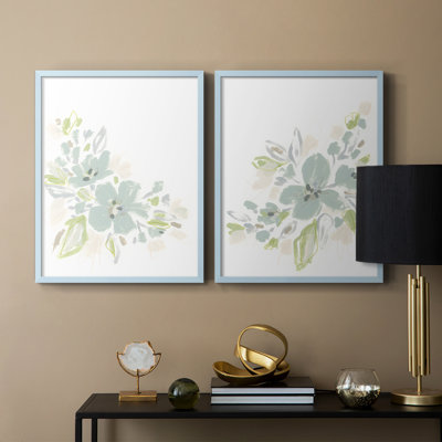 «Seafoam Petals I», reproduction encadrée de qualité supérieure - prête à être accrochée - aucun clou requis - aucun clou requis