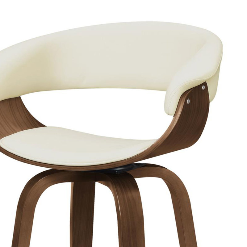Lavoid Upholstered Swivel Bar Stool, White