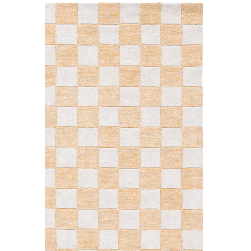 Shamori Ebony Hand Tufted Wool/Cotton Geometric Rug in Gold/Ivory, Runner 2'3" x 8'