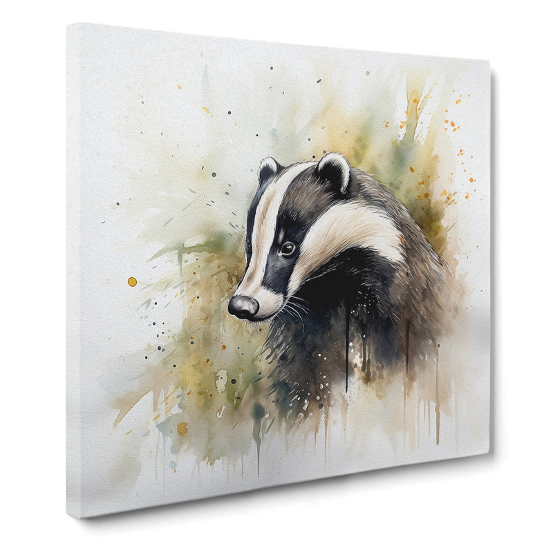 Badger Watercolour No.2 - Print, 35cm H x 35cm W x 3cm D