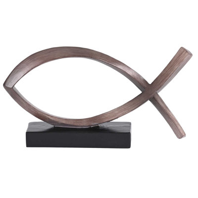 Tabletop Figurine Fish Woodtone Brown