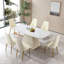 Table de salle à manger en pierre de 71 po avec base frittée blanche et plateau de 71 po Cool Style Elegant Grace