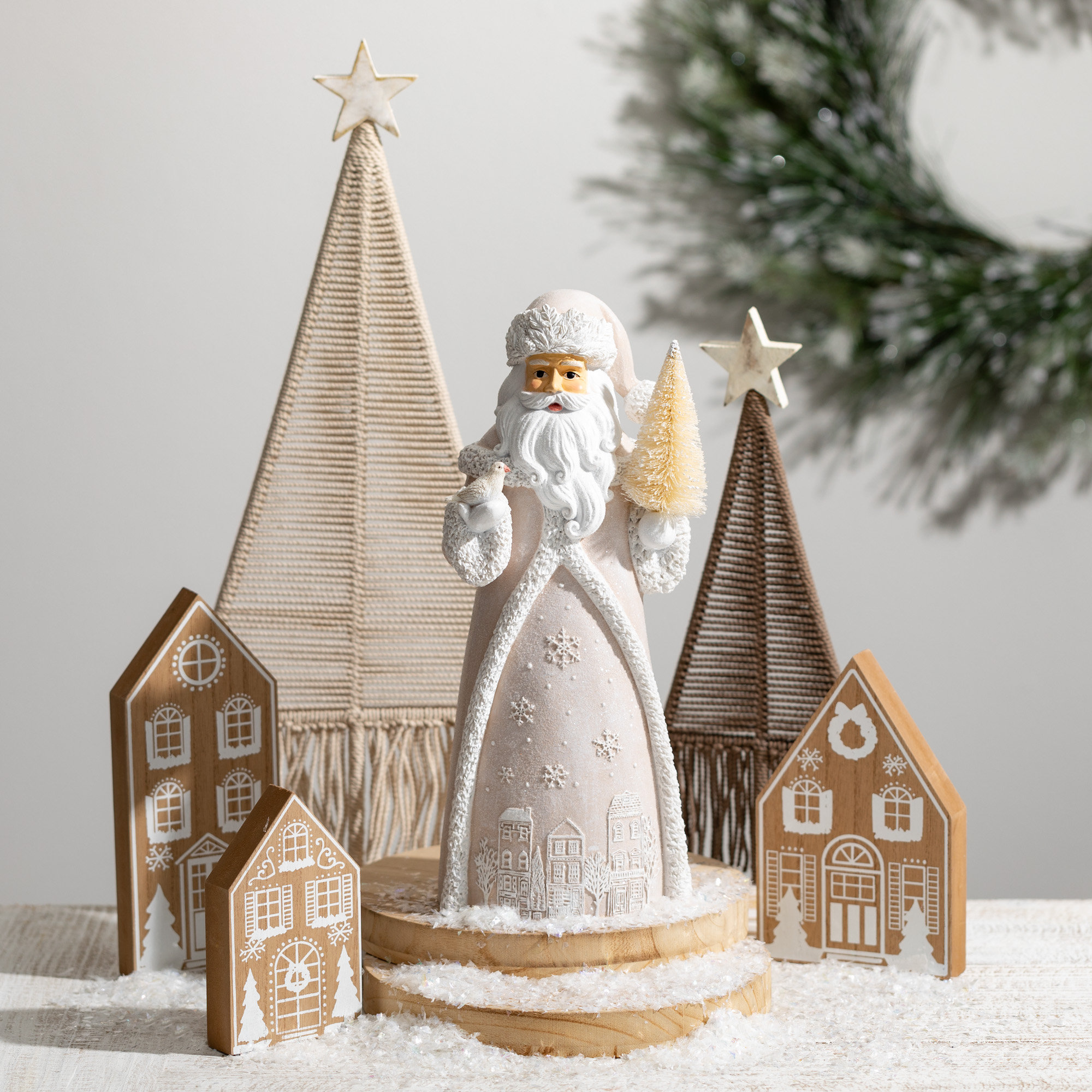 3 Piece Wood Holiday Village Set