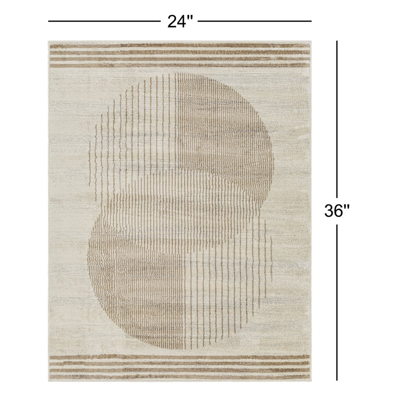 Tapis géométrique beige / brun / gris Jalissa, Rectangle 2 pi x 3 pi