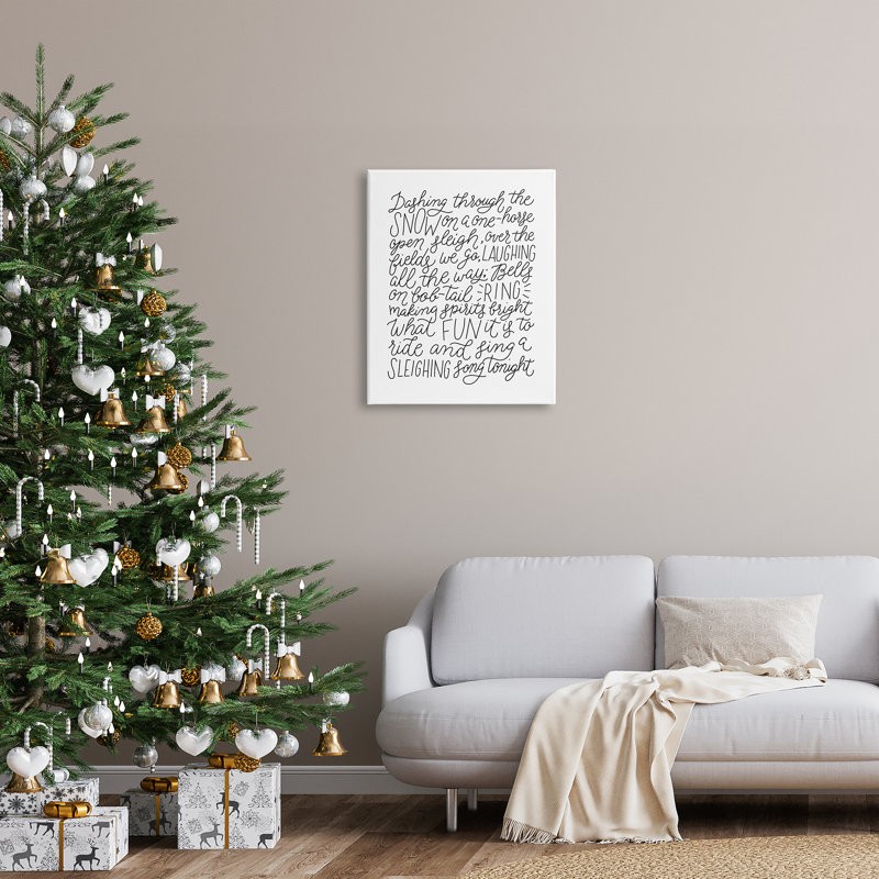 «Dashing Through the Snow Fun Casual Calligraphy Song» par Leah Bisch - Art textuel rectangulaire sur toile