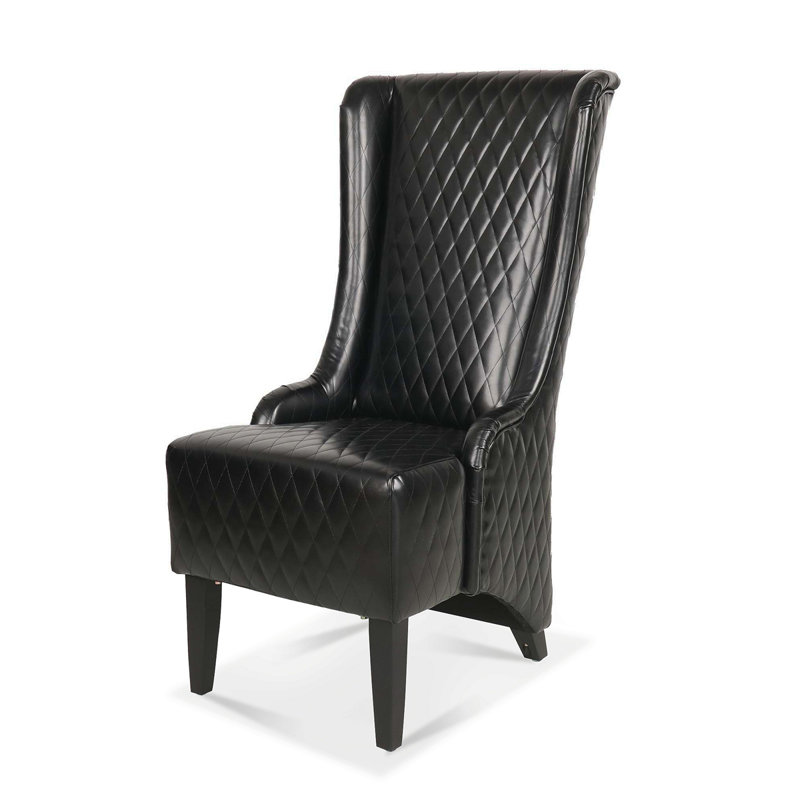 Rivah Upholstered Wingback Chair, 1 , Black Faux Leather Duplicate