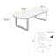 Table de conférence en bois massif 6 personnes et chaise en filet-695080162-695080161