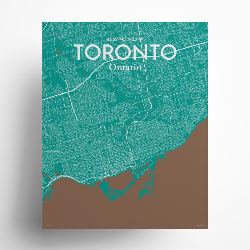 Toronto City Map in Nature 1 Piece Wall Art, 20cm H x 16cm W x 0.05cm D
