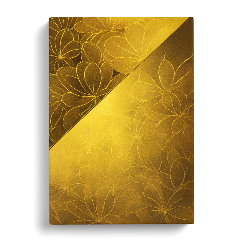Arko Flower Gold Leaf - Wrapped Canvas, 50cm H x 35cm W x 3cm D
