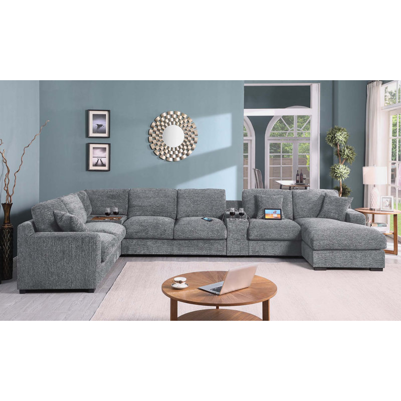 Canapé en chenille 141,5 po, Chenille gris pâle