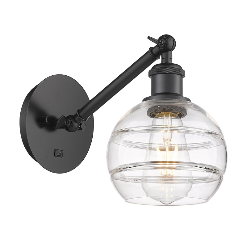 Chartoff Steel Armed Sconce, Clear, Matte Black