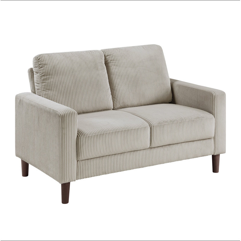 Causeuse rembourrée en velours côtelé taupe moderne, Taupe