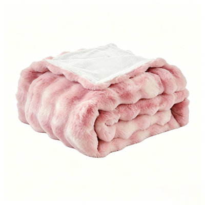 Jeté lesté en fausse fourrure de lapin 680GSM, douillet moelleux réversible et moelleux pour lit et canapé.