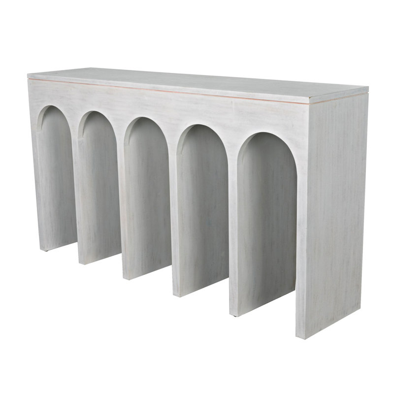 Bridge 59'' White Wash Wood Console Table with Storage