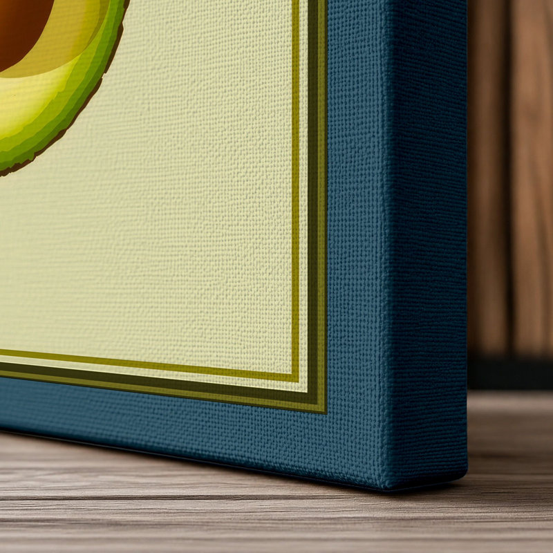 Avocado Cross-Section Botanical - Wrapped Canvas, 18x12 - 45.7 x 30.5 cm, Teal Border