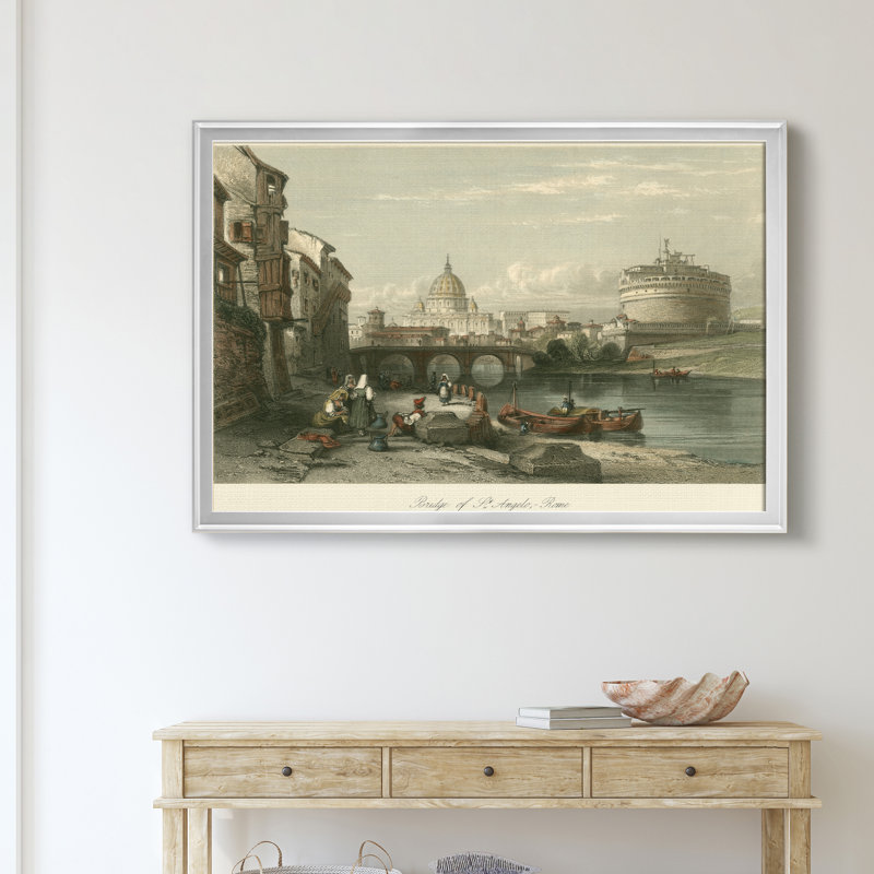 Pont de Saint-Ange, Rome, reproduction d'art sur toile, Argent, H 26,5 po x l 36,5 po x P 1,5 po