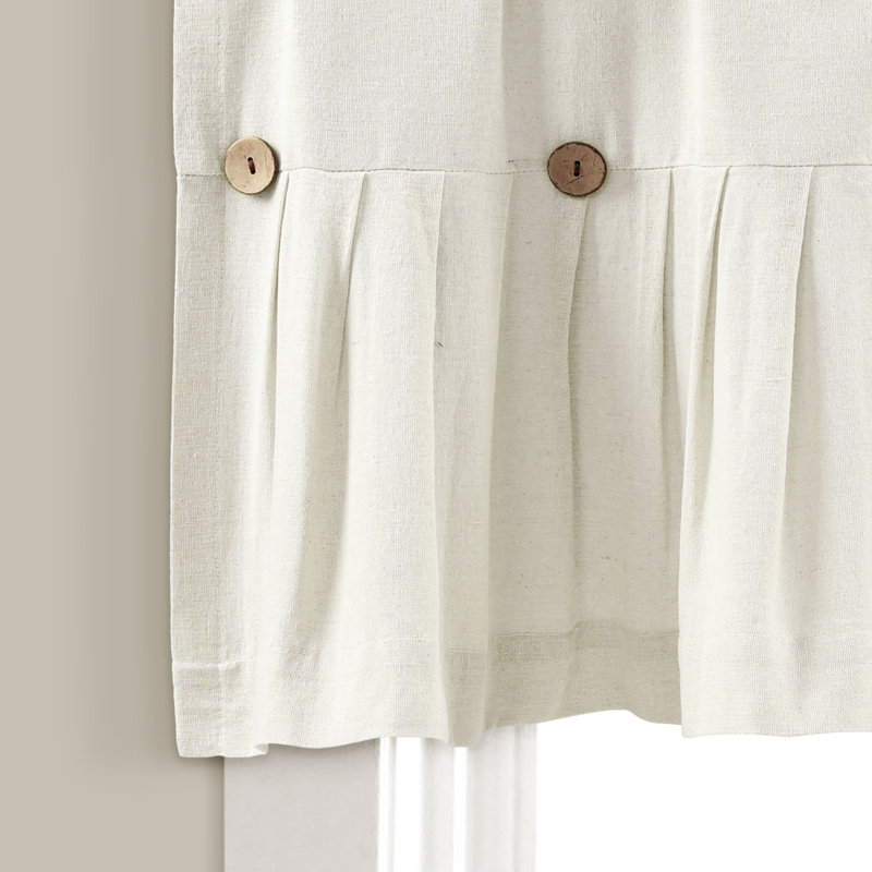 Off-White Linen Button Cotton Blend Window Valance