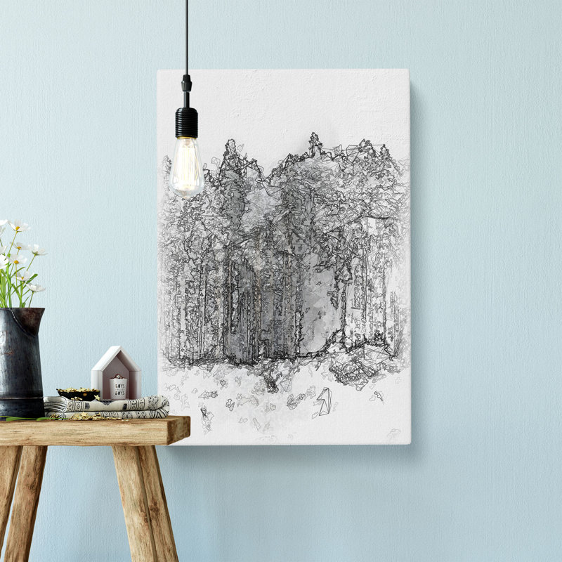 View of a Winter Forest - Wrapped Canvas Drawing - Wrapped Canvas, 76cm H x 50cm W x 3cm D