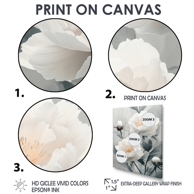 Monochromes flou artistique pivoines III - pivoines, art mural, Noir, Reproduction avec cadre flottant, H 20 po x l 12 po
