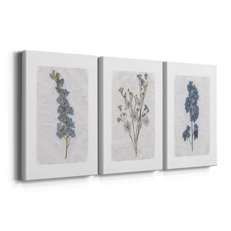 Découpage floral I - Toile tendue sur mesure avec châssis - 3 pièces, H 12 po x l 24 po