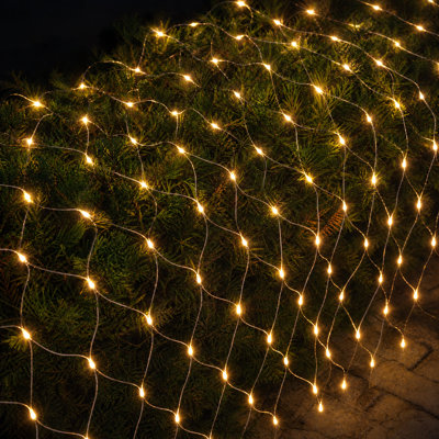 Guirlande lumineuse de Noël en filet, 3,65 m x 1,50 m, 360 DEL blanc chaud, étanche et connectable, 8 modes d'éclairage, fil transparent, usage intérieur/extérieur.