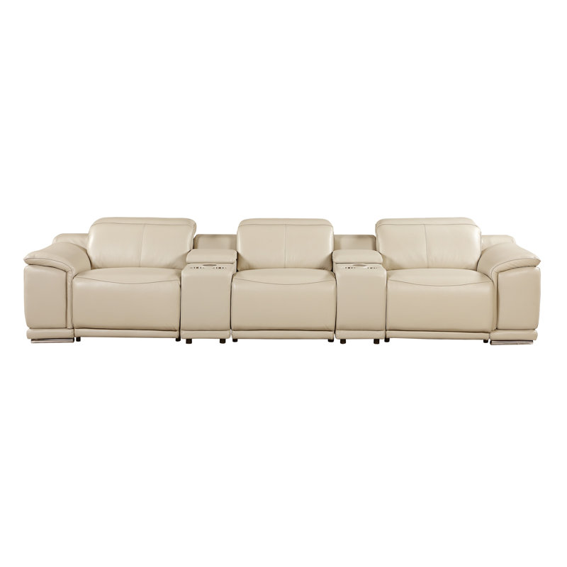 Siège de cinéma en cuir italien 3 pièces 3 pièces Lily, Beige