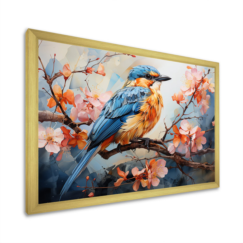 «Geometric Birds In Cubist Skies IV», impressions sur toile, H 12 po x l 20 po x P 1 po, Encadrement doré