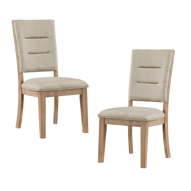 Magnifique ensemble de 2 chaises de salle à manger rembourrées en tissu d'aspect rustique en bois