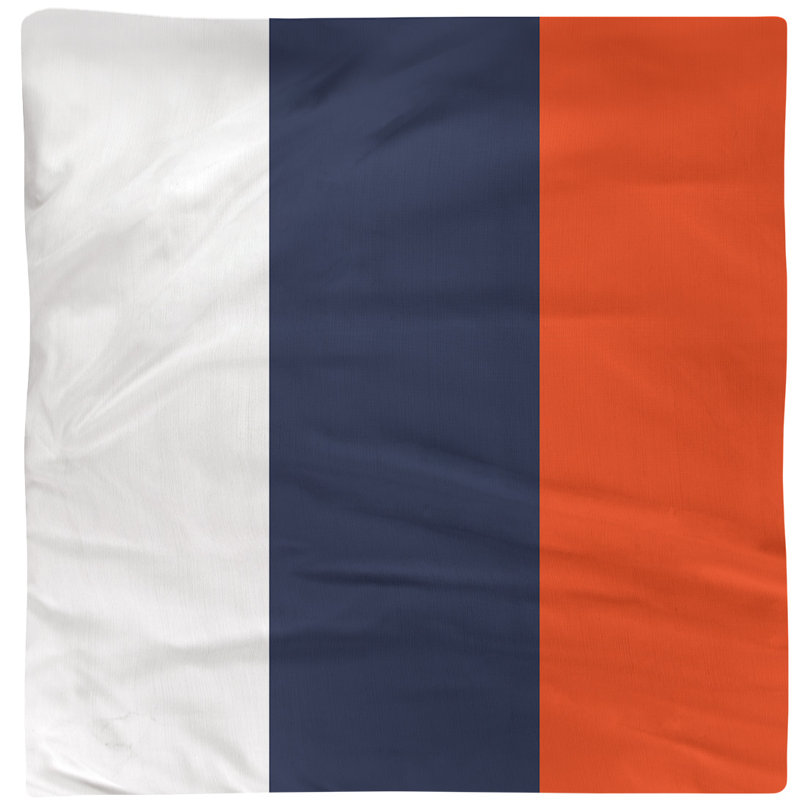 Striped Square Napkin, White/Blue/Orange, Cotton Twill, 10" H x 10" W x 0.25" D