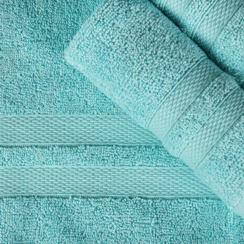 Charie Quick-Drying 3 Piece 100% Cotton Towel Set, Cyan