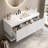 48 Inch Wall Mounted Bathroom Vanity Cabinet, Floating MDF Vanity with 3 Drawers and Open Bottom Shelf, White Painted Bathroom Vanity with Handleless Design, Composite Sink Top