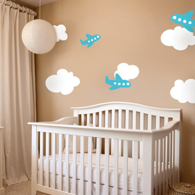 Décalcomanie murale "avions avec nuages"