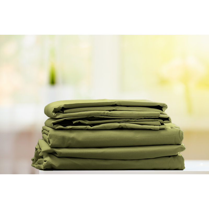 Hotel Quality 6 Piece Rayon From Bamboo Sheet Set, Queen + 4 Pillowcases, Dark Olive