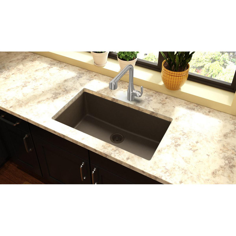 Quartz Classic 33" x 18-7/16" x 9-7/16" Undermount Kitchen Sink, Mocha