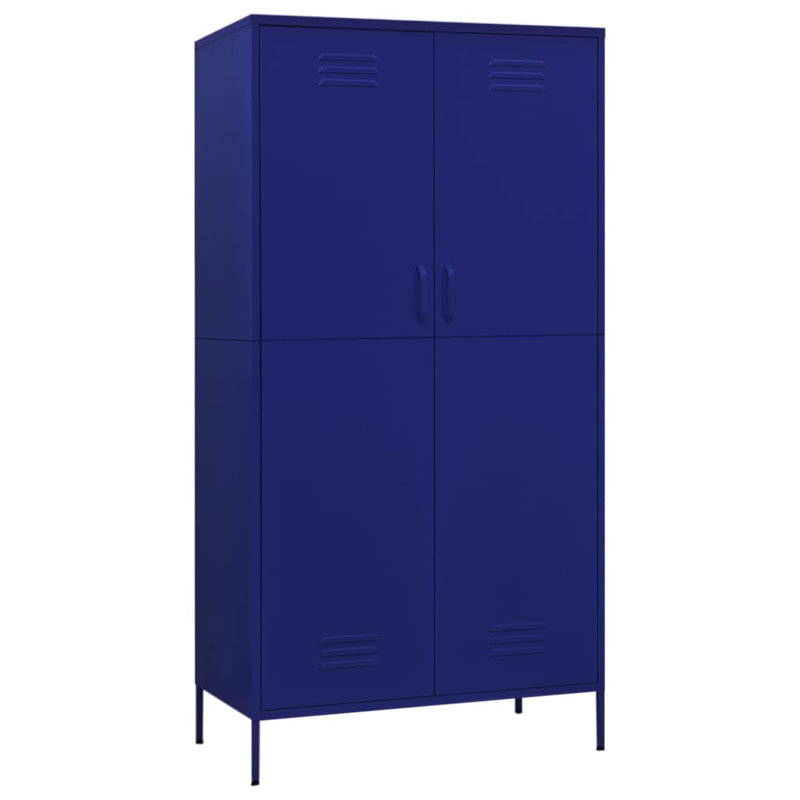 Branwell 2 Door Steel Wardrobe, Navy Blue