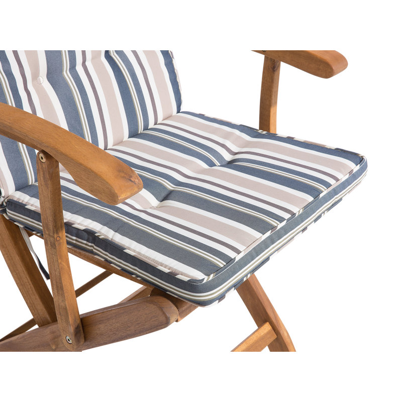 Maren Folding Patio Dining Armchair with Cushion, Blue/Beige