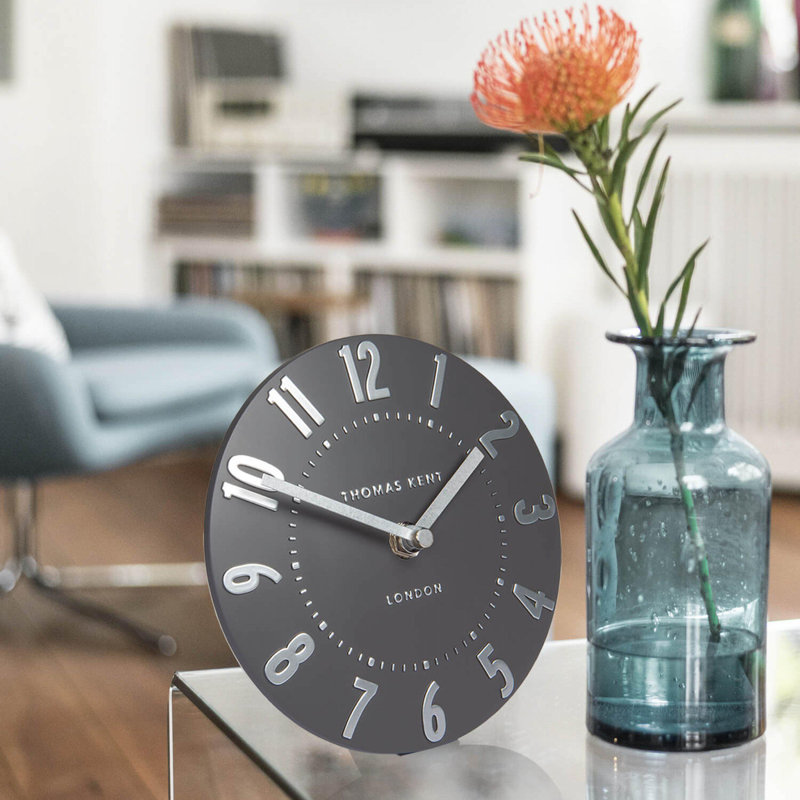 Mulberry Modern & Contemporary Analogue Metal Quartz Movement / Crystal Tabletop Clock, Graphite