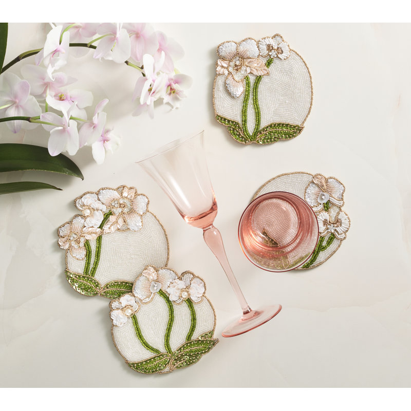 Orchid Coaster Set in a Gift Bag