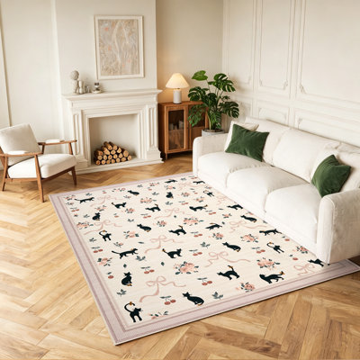 Tapis pour chat lavable à la machine - Motif floral gothique bohème, antidérapant, idéal pour le salon, la chambre à coucher, la salle à manger et la salle de jeux pour enfants
