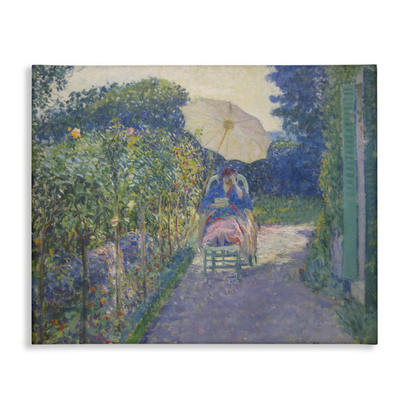 Art mural classique, "Femme dans le jardin" par one1000paintings, H 16 po x l 20 po
