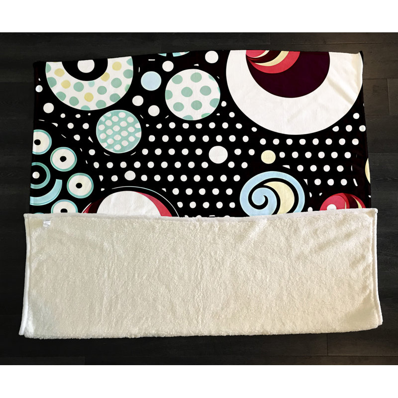 Throw Blanket, 68" W x 80" L, Abstract/Polka Dot, Black/White/Blue/Red