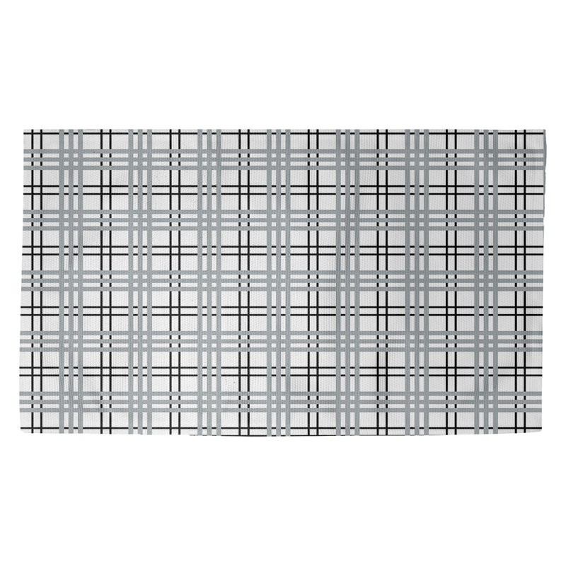 Tapis décoratif à carreaux noir/gris fait à la main, Rectangle 2 pi x 3 pi